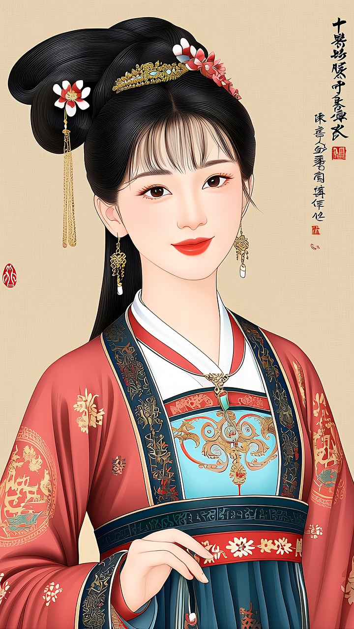 以中国文献内容做参考画一幅夏朝美女，背景要体现当时文化，服装要穿当时朝代的，人物要像真人