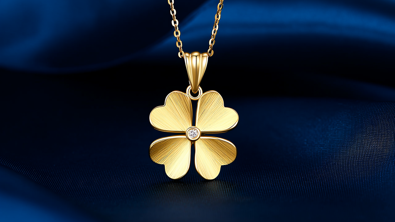 幸运草黄金吊坠图片